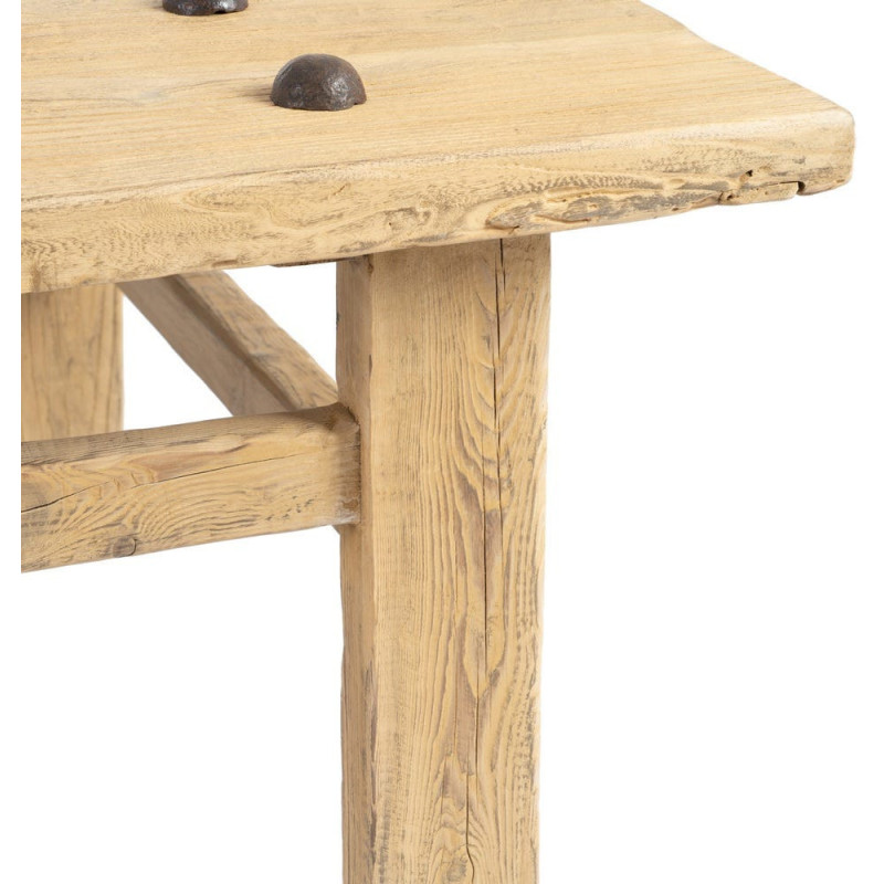 Grande Table basse rustique maison de campagne Rectangulaire 175 cm Bois de pin Naturel Brastel 