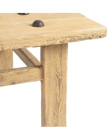 Grande Table basse rustique maison de campagne Rectangulaire 175 cm Bois de pin Naturel Brastel 