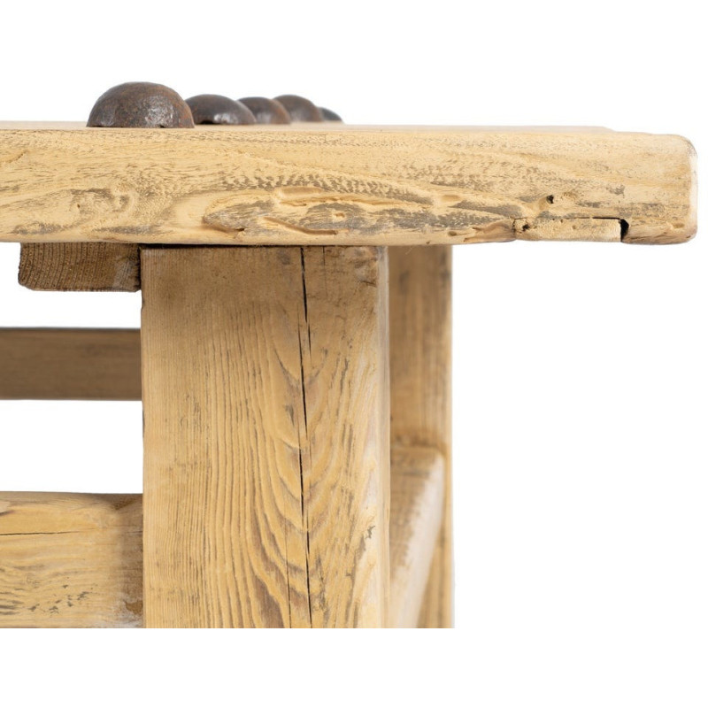 Grande Table basse rustique maison de campagne Rectangulaire 175 cm Bois de pin Naturel Brastel 