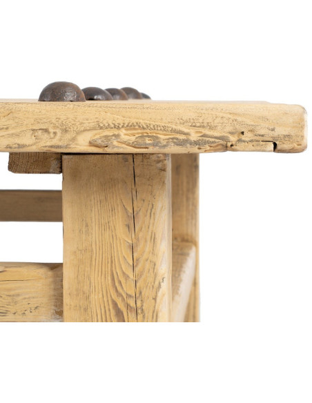Grande Table basse rustique maison de campagne Rectangulaire 175 cm Bois de pin Naturel Brastel 