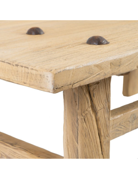 Grande Table basse rustique maison de campagne Rectangulaire 175 cm Bois de pin Naturel Brastel 