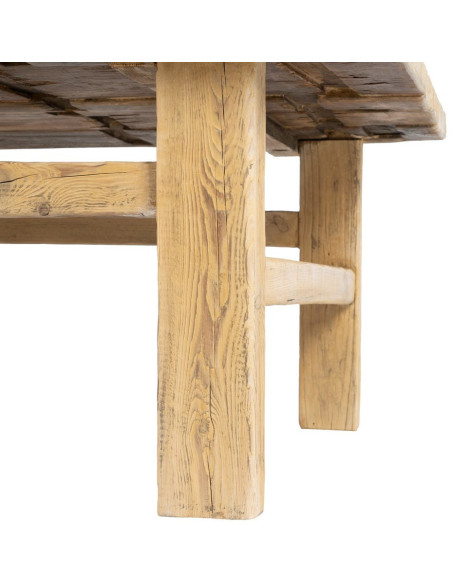 Grande Table basse rustique maison de campagne Rectangulaire 175 cm Bois de pin Naturel Brastel 