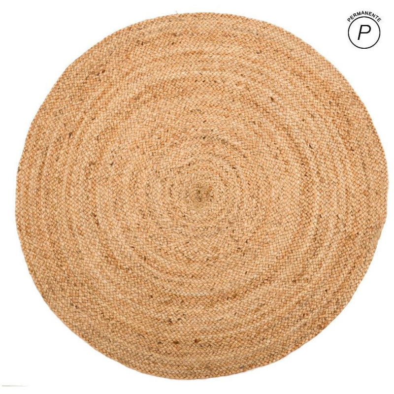 Tapis bohème chic Rond 200 cm Jute Naturel Salago