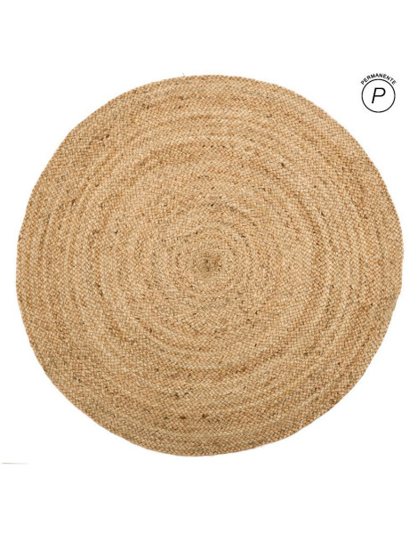 Tapis bohème chic Rond 180 cm Jute Naturel Salago