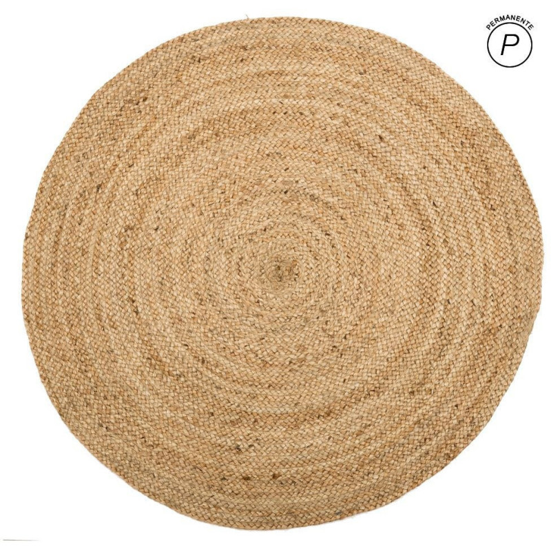 Tapis bohème chic Rond 180 cm Jute Naturel Salago