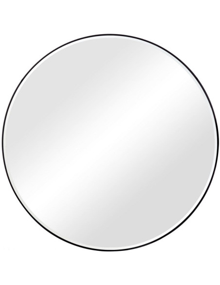 Miroir mural minimaliste chic Rond 80x80 Métal Noir Seranova 