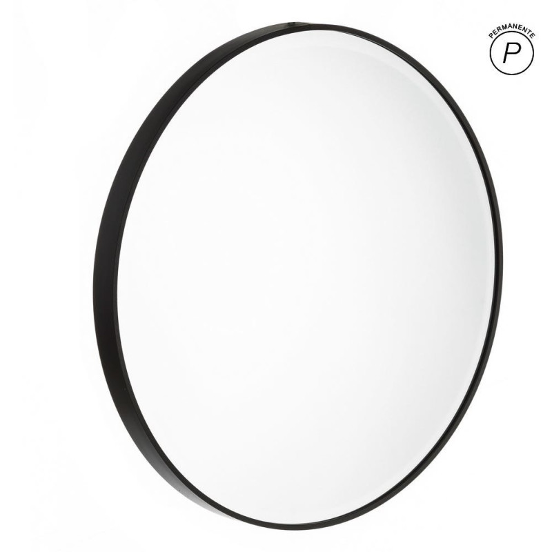 Miroir mural minimaliste chic Rond 80x80 Métal Noir Seranova 