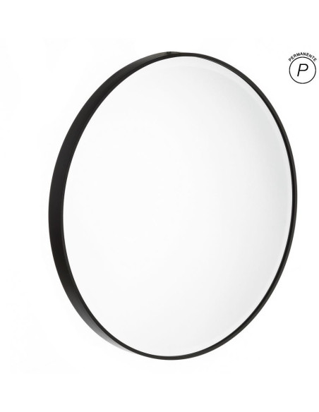Miroir mural minimaliste chic Rond 80x80 Métal Noir Seranova 
