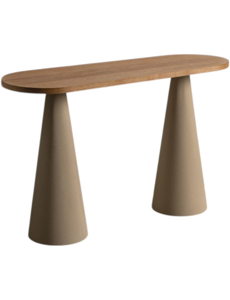 Console d'entrée moderne Ovale en Métal Blanc Bois MDF...