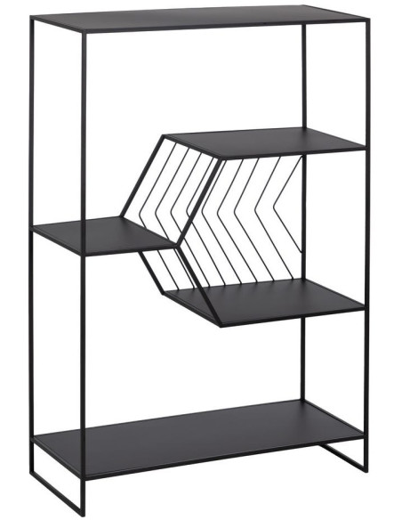 Étagère 6 niveaux Motif lignes en Métal Noir Square