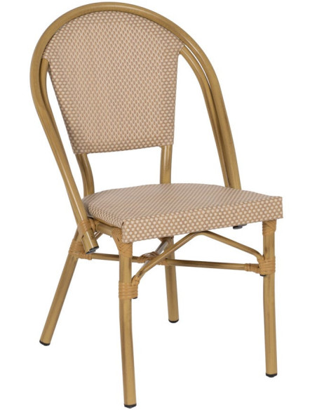 Chaise bistrot parisien en Métal Textilène Beige Luisa (Lot de 2)