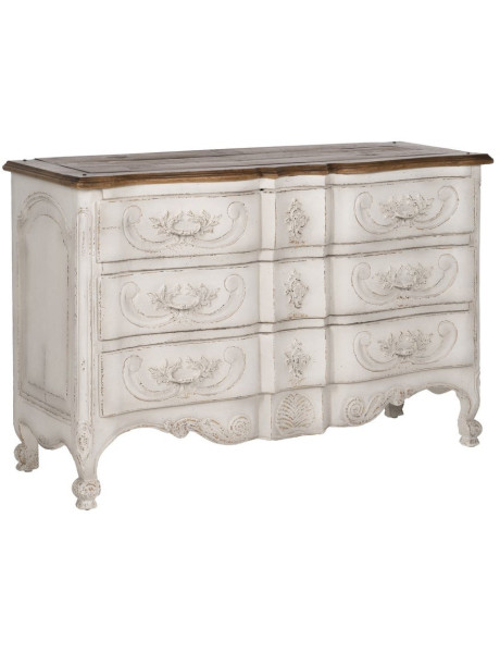 Grande Commode vintage 3 tiroirs en Bois de mindi Blanc...