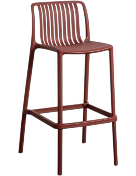 Tabouret de bar extérieur design en Polypropylène Rouge grenat Ihlaya (Lot de 4)