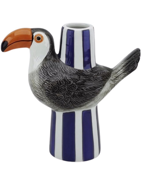 Vase original Hauteur 16 cm Céramique Noir Blanc Bleu Toucan