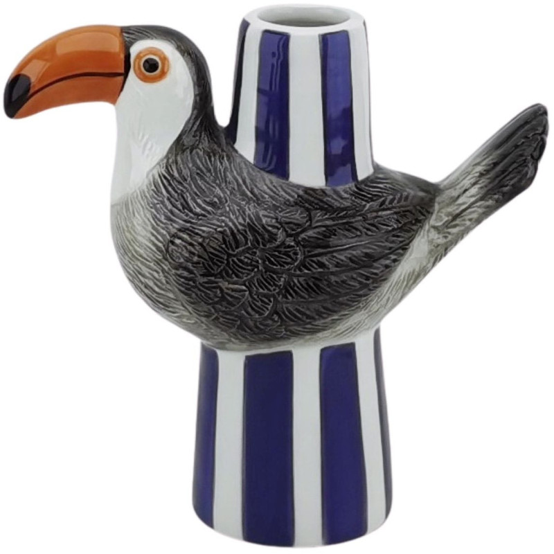 Vase original Hauteur 16 cm Céramique Noir Blanc Bleu Toucan