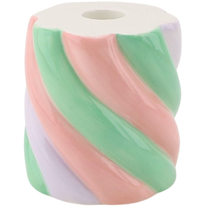 Bougeoir dopamine Guimauve torsadée 8 cm Céramique Rose Vert menthe Lilas Marshmellow 