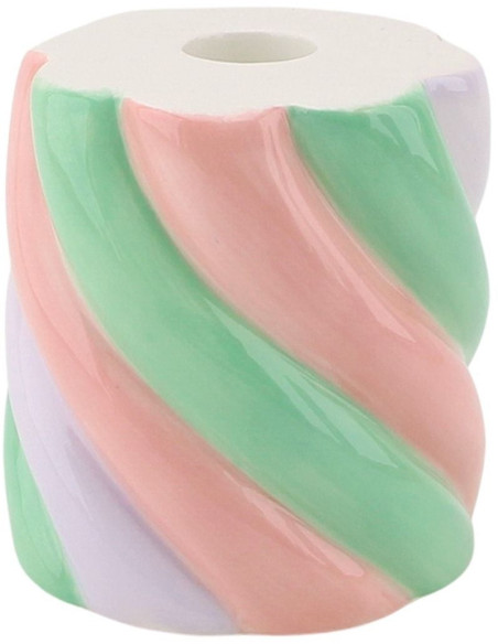 Bougeoir dopamine Guimauve torsadée 8 cm Céramique Rose Vert menthe Lilas Marshmellow 