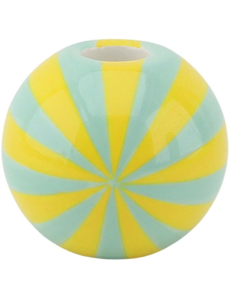 Bougeoir dopamine Tourbillon 10 cm Céramique Jaune Vert menthe Swirl 