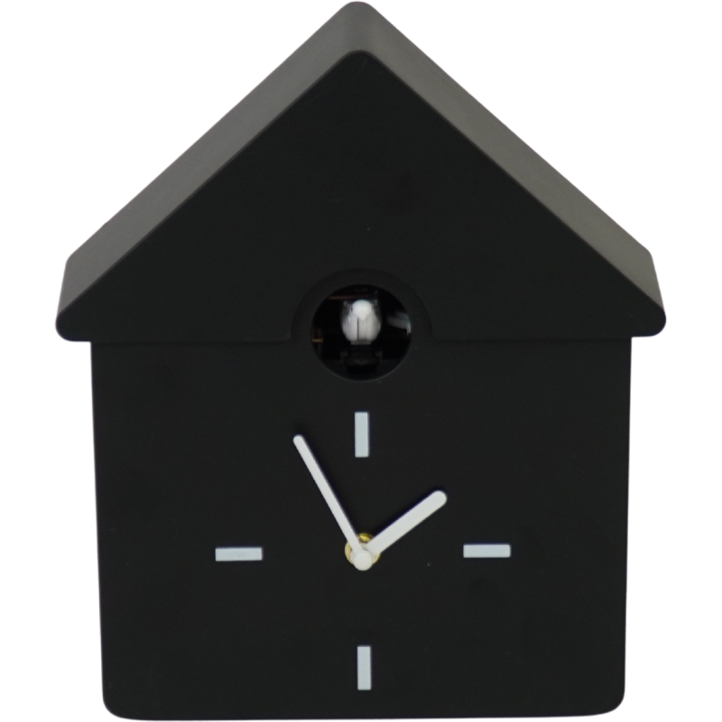 Horloge murale moderne Coucou Nichoir Hauteur 27 cm Plastique Noir Blanc Cucko 