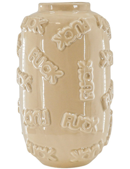 Vase original Rond Hauteur 27 cm en Céramique Beige Fuck 
