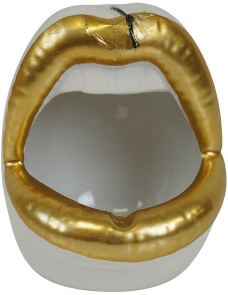 Cache-pot original Lèvres 10 cm en Céramique Doré Blanc Lip 