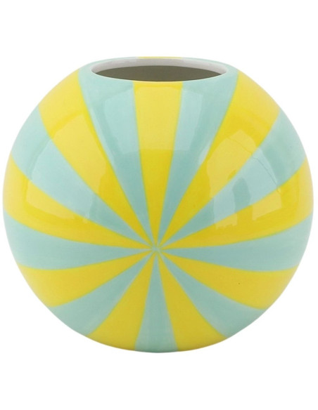Vase dopamine Tourbillon Boule 20 cm Céramique Jaune Vert menthe Swirl Housevitamin - 1
