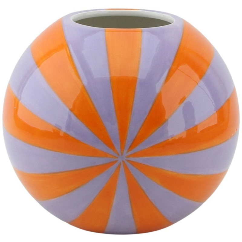 Vase dopamine Tourbillon Boule 20 cm Céramique Orange Lilas Swirl 