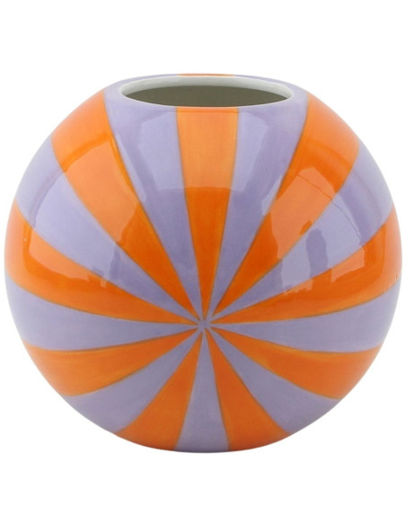 Vase dopamine Tourbillon Boule 20 cm Céramique Orange Lilas Swirl 