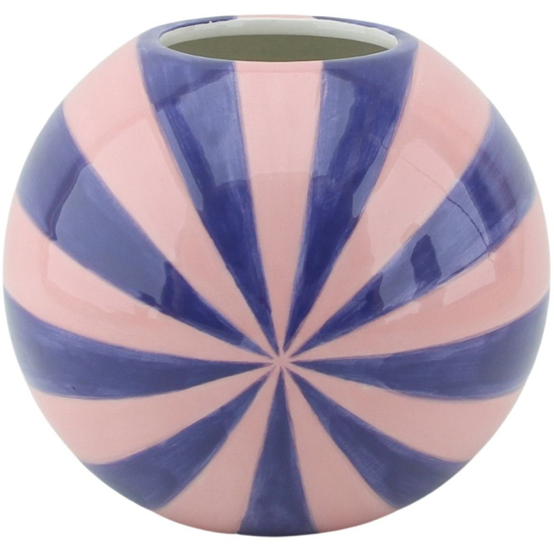 Vase dopamine Tourbillon Boule 20 cm Céramique Rose Bleu Swirl 