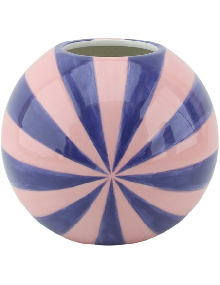 Vase dopamine Tourbillon Boule 20 cm Céramique Rose Bleu Swirl 