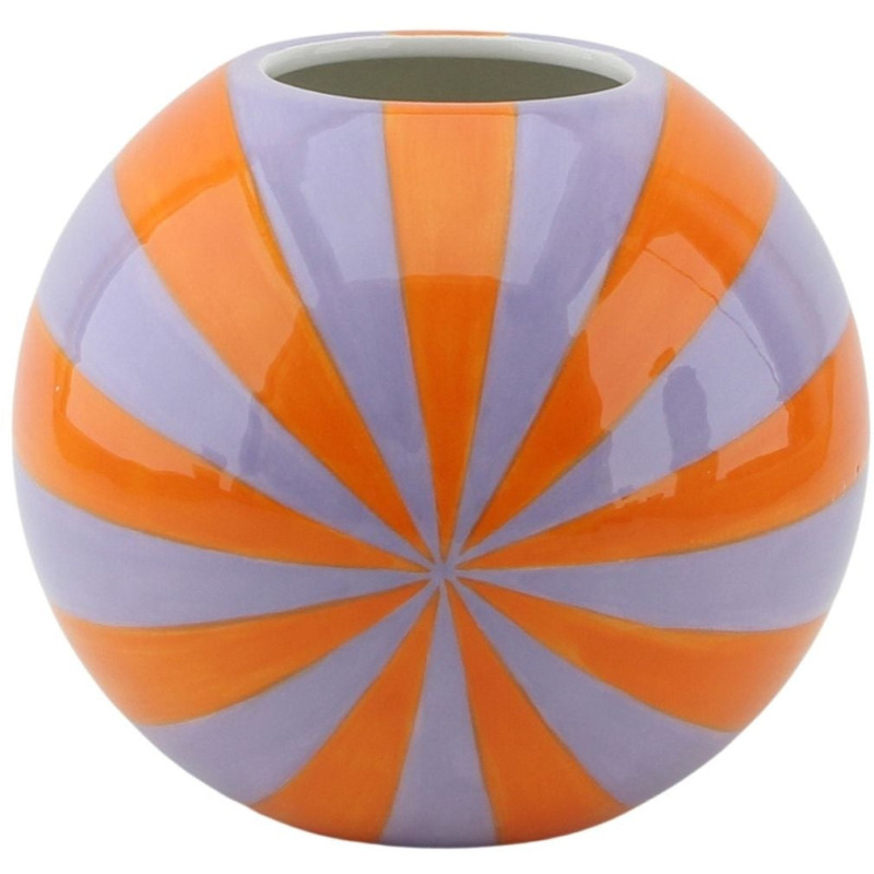 Vase dopamine Tourbillon Boule 15 cm Céramique Orange Lilas Swirl 