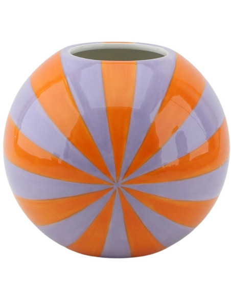 Vase dopamine Tourbillon Boule 15 cm Céramique Orange Lilas Swirl 