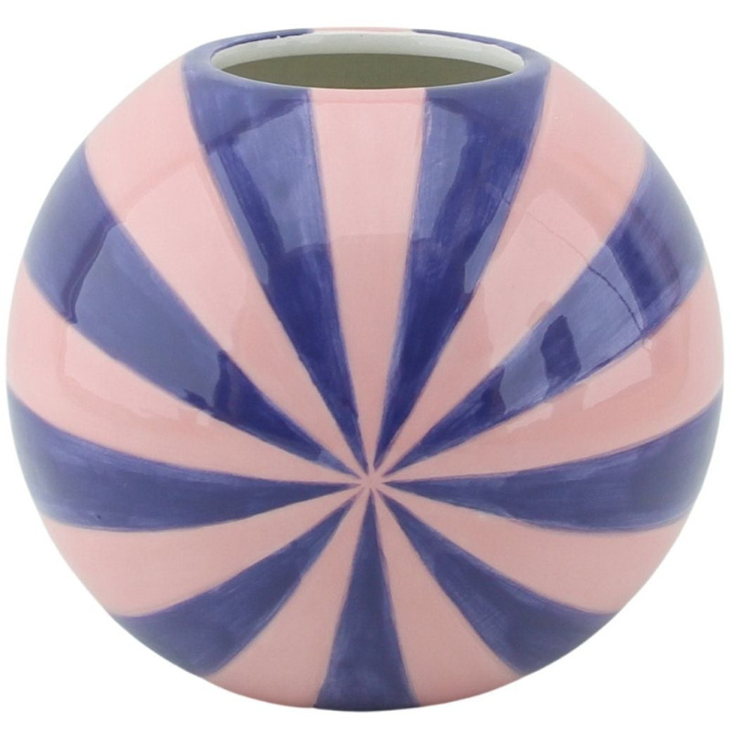 Vase dopamine Tourbillon Boule 15 cm Céramique Rose Bleu Swirl 