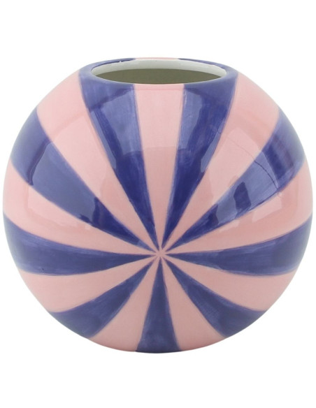 Vase dopamine Tourbillon Boule 15 cm Céramique Rose Bleu Swirl 