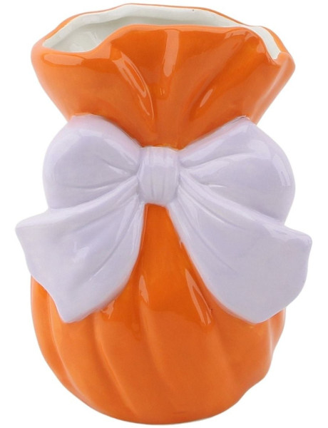 Vase moderne Noeud Hauteur 16 cm Céramique Orange Lilas Bow