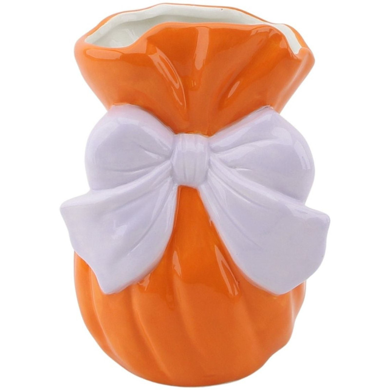 Vase moderne Noeud Hauteur 16 cm Céramique Orange Lilas Bow