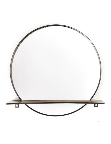 Mirror - Round - Metal - With Shelf - Black- Ø40cm