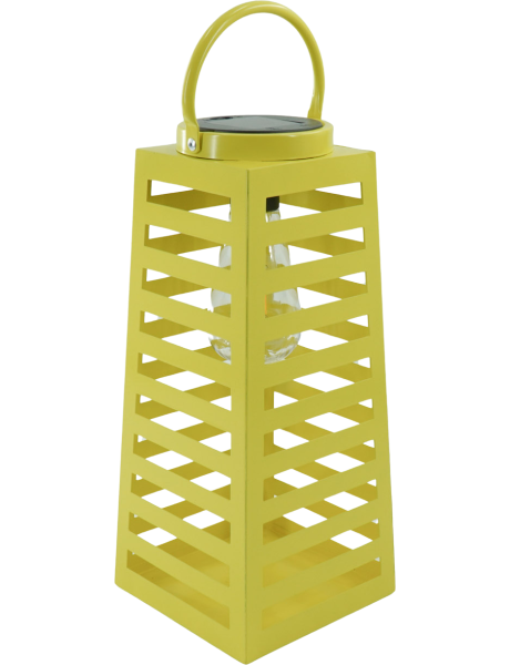 Grande Lampe solaire Lanterne à suspendre Hauteur 32 cm Métal Jaune Summer