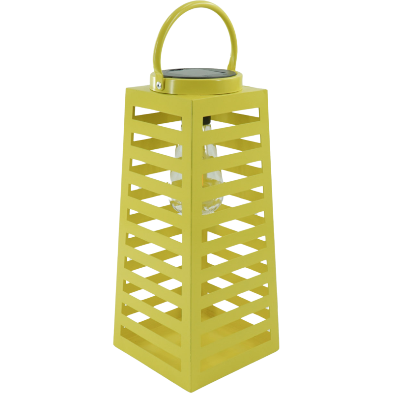 Grande Lampe solaire Lanterne à suspendre Hauteur 32 cm Métal Jaune Summer