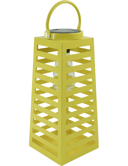 Grande Lampe solaire Lanterne à suspendre Hauteur 32 cm Métal Jaune Summer