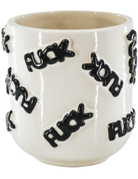 Petit Cache-pot original Rond Diamètre 11 cm en Céramique Blanc Noir Fuck 