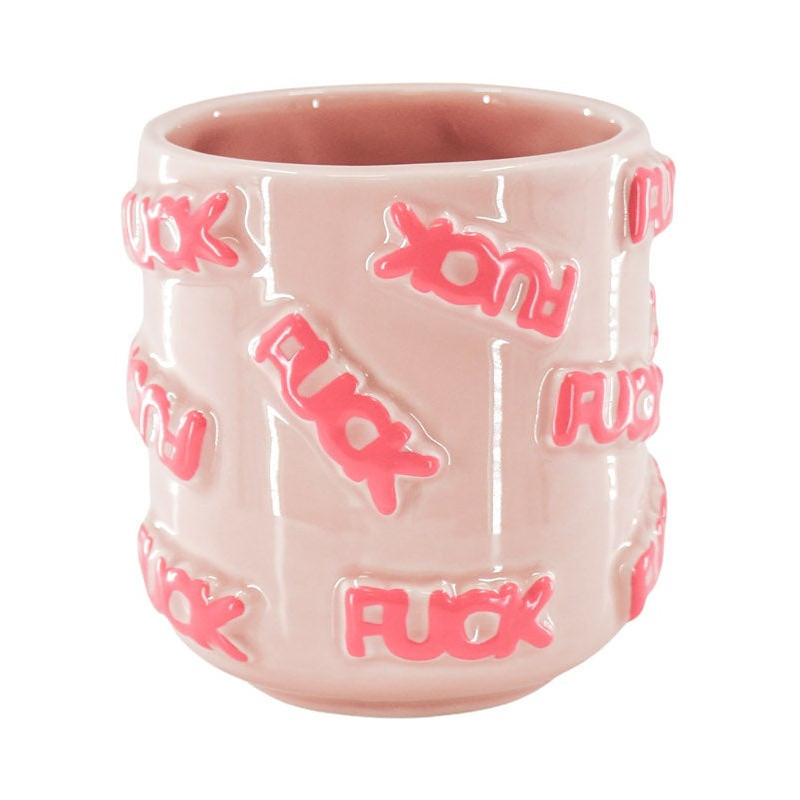 Petit Cache-pot original Rond Diamètre 11 cm en Céramique Rose Fuck 