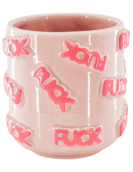 Petit Cache-pot original Rond Diamètre 11 cm en Céramique Rose Fuck 