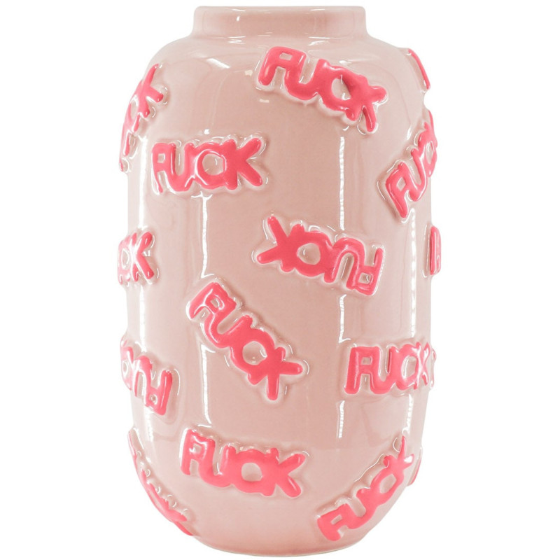 Vase original Rond Hauteur 27 cm en Céramique Rose Fuck