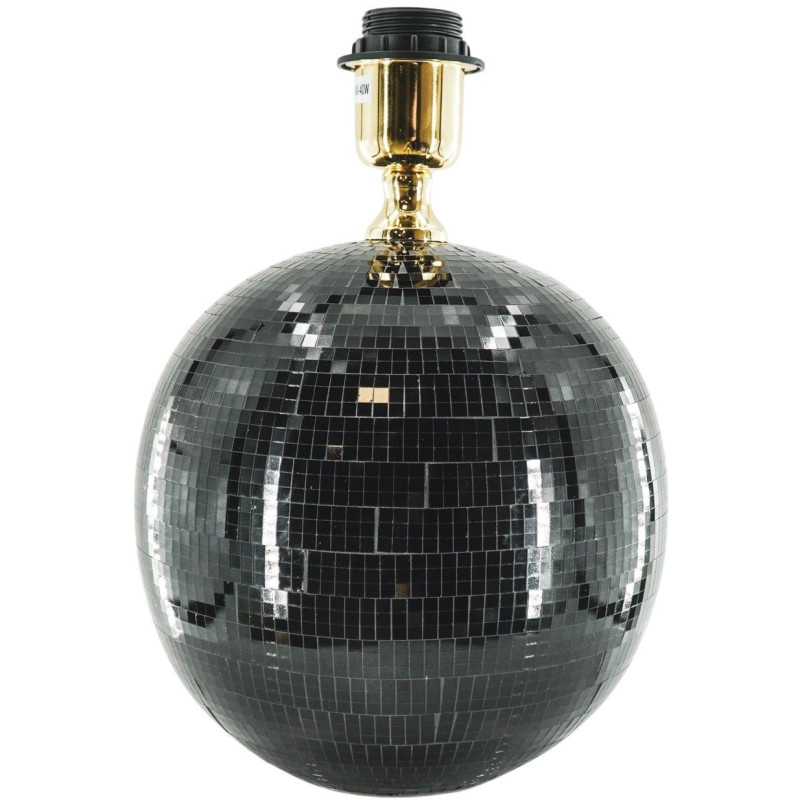 Pied de Lampe à poser Boule à facettes Hauteur 20 cm Miroir Noir Disco 
