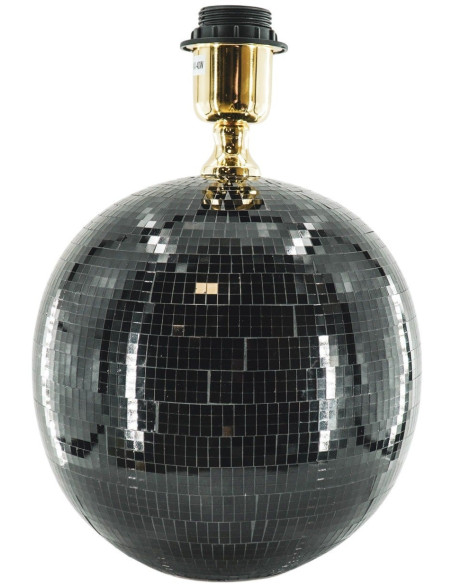 Pied de Lampe à poser Boule à facettes Hauteur 20 cm Miroir Noir Disco 