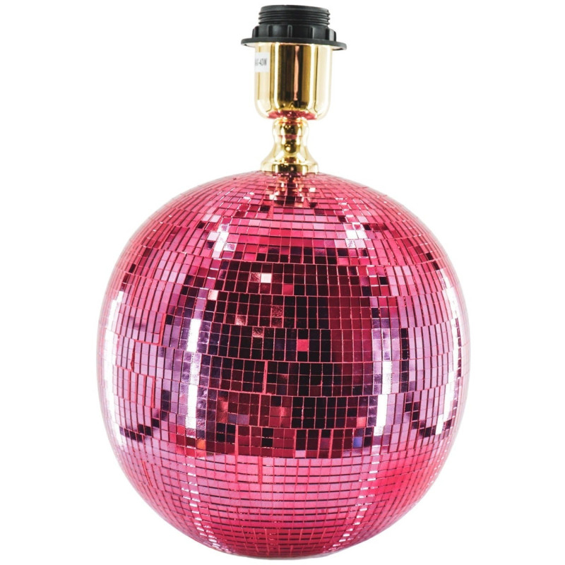 Pied de Lampe à poser Boule à facettes Hauteur 20 cm Miroir Rose Disco 