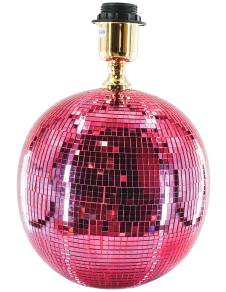 Pied de Lampe à poser Boule à facettes Hauteur 20 cm Miroir Rose Disco 