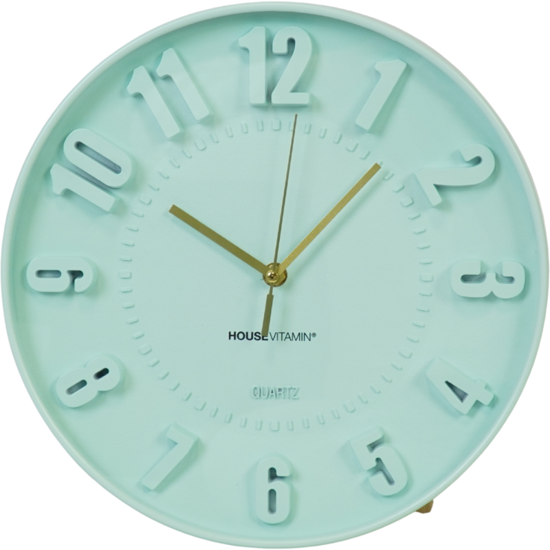 Horloge murale moderne Ronde 30 cm Plastique Vert clair Numbers