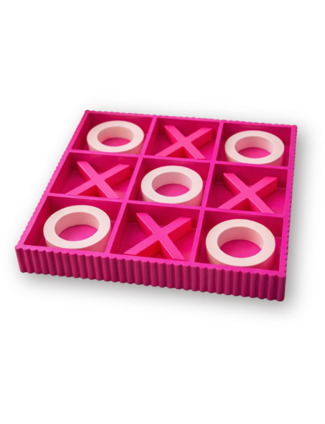 Jeu de Morpion design 33 cm Bois MDF Rose fluo Rose clair Tic Tac Toe 